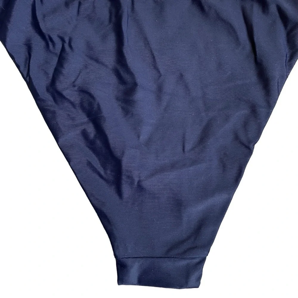 NWT J. Crew Navy Blue Curved Waist Cheeky Bikini Bottoms Minimalist Sz M